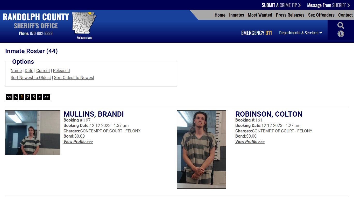 Inmate Roster (69) - Randolph County Sheriff